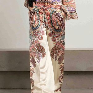 Printed Wide-Leg Vintage Pants
